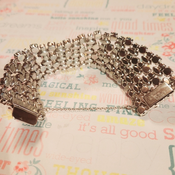 Chunky Stunning Clear Rhinestone  Designer Signer Sherman Bracelet Canada - Picture 7 of 11